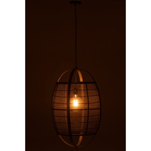 J-Line Hanglamp Ion Linnen/Bamboe Zwart Large - Afbeelding 3