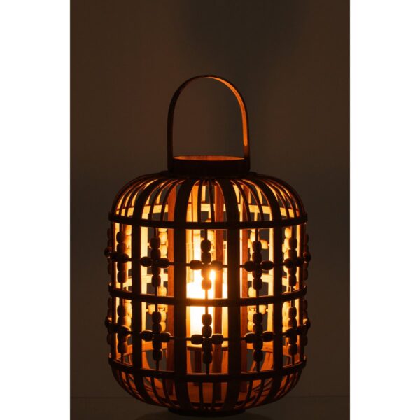 J-Line lantaarn Kralen - hout - naturel - Afbeelding 3