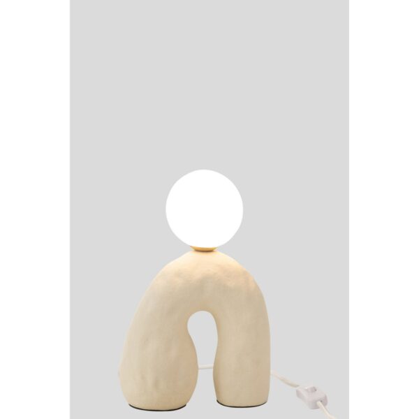 J-Line Tafel Lamp Boog Glas Globe Aardewerk Beige - Afbeelding 2
