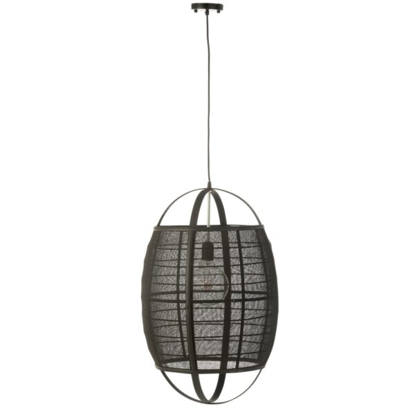 J-Line Hanglamp Ion Linnen/Bamboe Zwart Large - Afbeelding 2