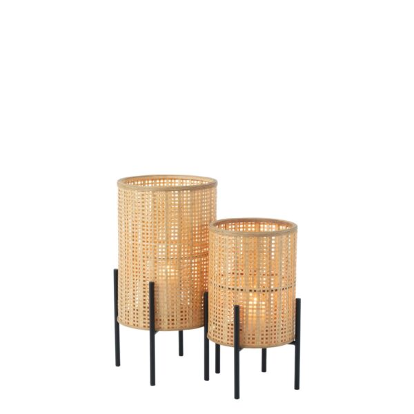 J-Line lantaarn Op Voet - bamboe - naturel - small - Afbeelding 6