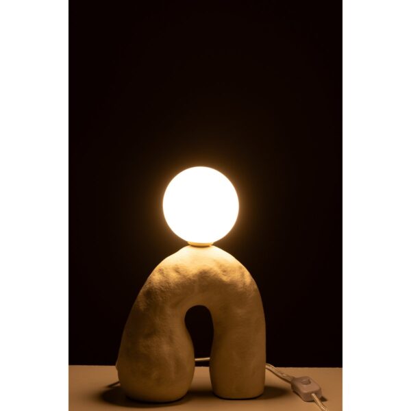 J-Line Tafel Lamp Boog Glas Globe Aardewerk Beige - Afbeelding 3