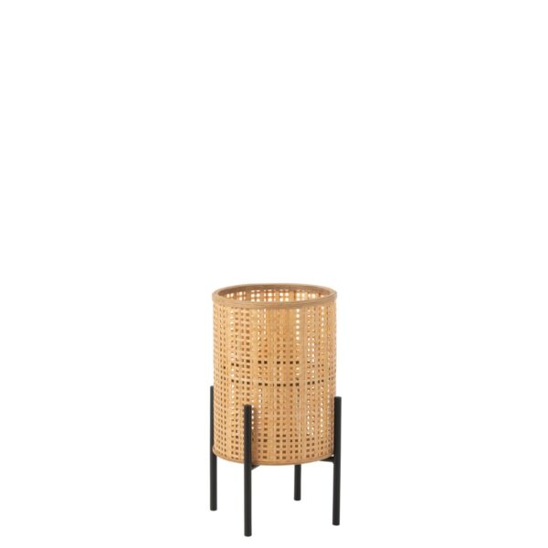 J-Line lantaarn Op Voet - bamboe - naturel - small