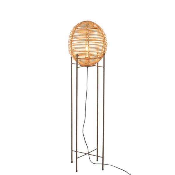 J-Line staanlamp Op Frame - metaal/rotin - naturel - Afbeelding 3