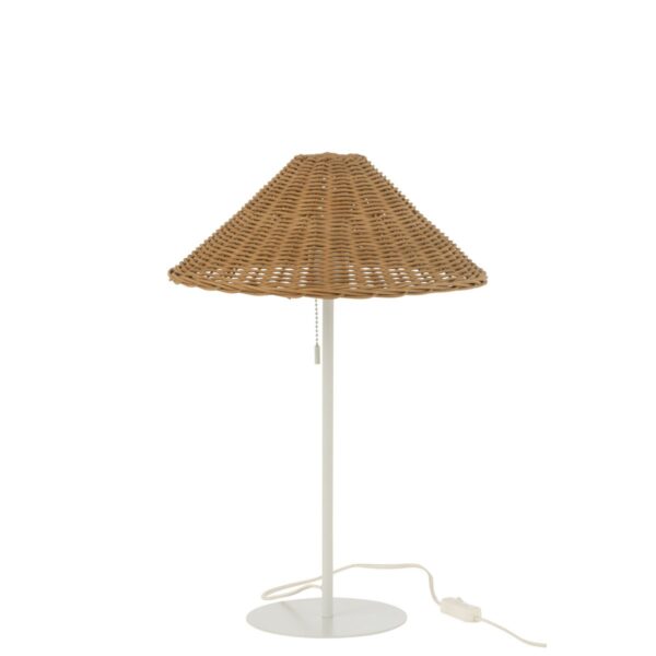 J-Line tafellamp - metaal/rotan - wit/naturel